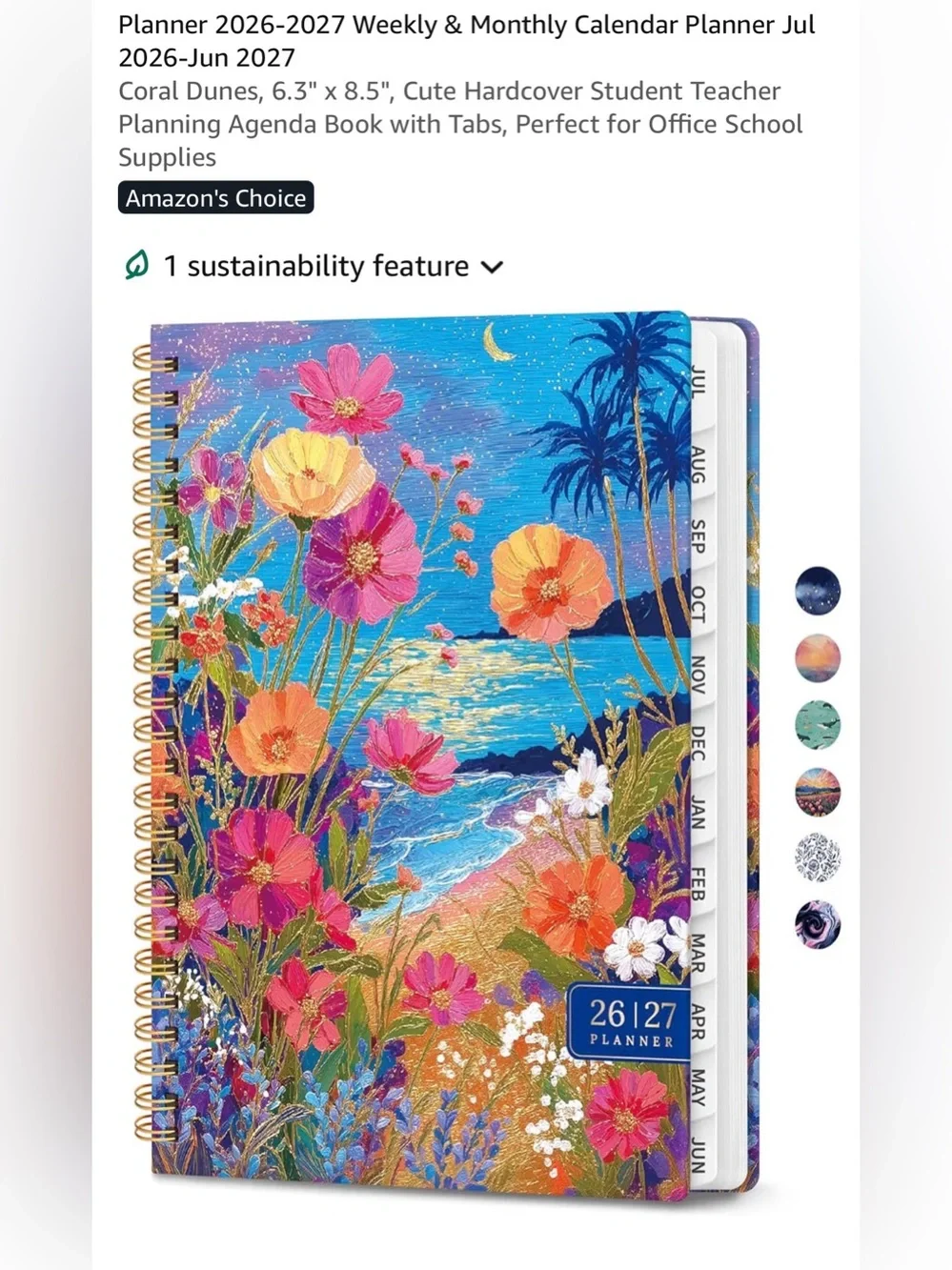Weekly&Monthly calendar 2026-2027 Planner coral Dunes Hardcover NEW